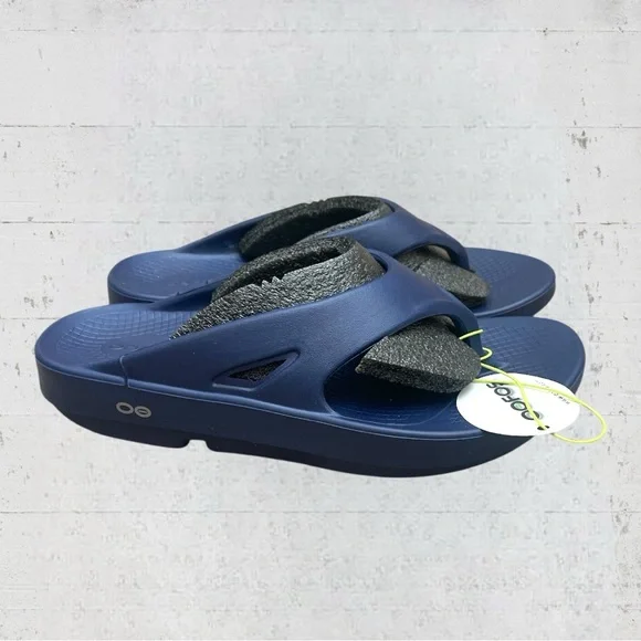 NWT Oofos Ooriginal Recovery Thong Flip Flop Sandal Men 9 Women 11 Navy Blue - Picture 10 of 13